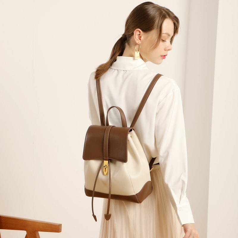 High Quality Women Vintage Full Grain Cowhide Leather Office Laptop College Backpack Article: BPKW-FL002
