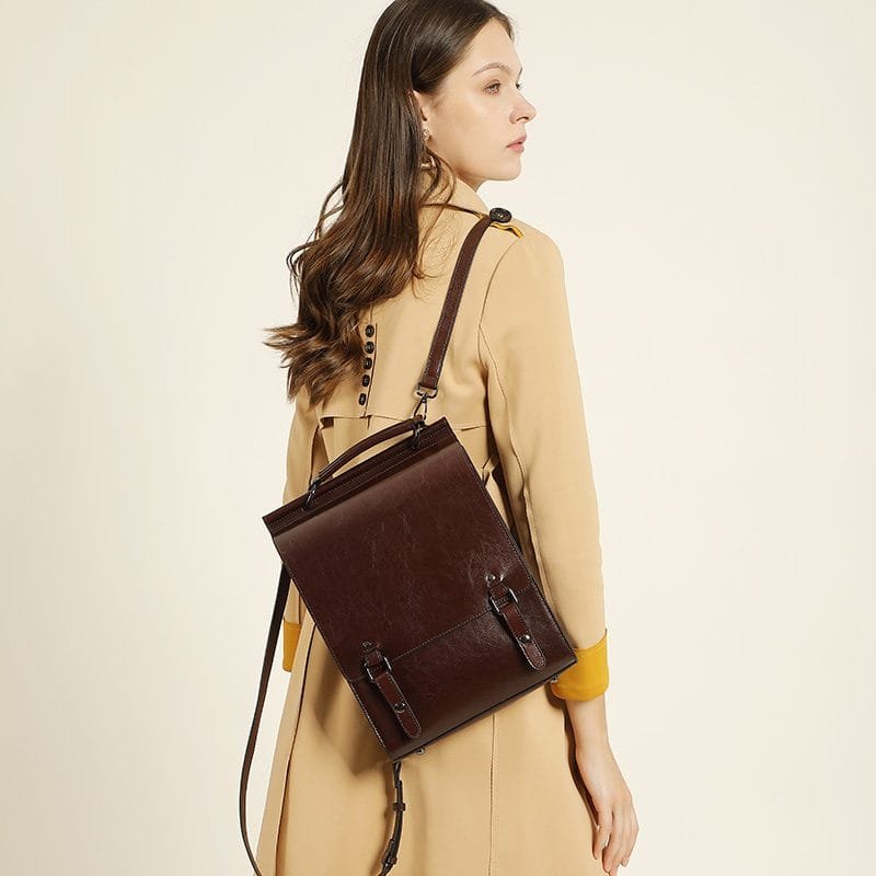 High Quality Women Vintage Full Grain Cowhide Leather Office Laptop College Backpack Article: BPKW-FL004