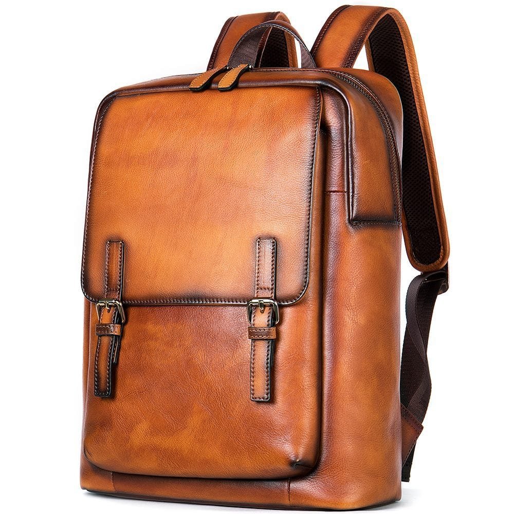 High Quality Mens Full Grain Cowhide Leather Vintage Office Laptop College Backpack Article: BPK-FL0018