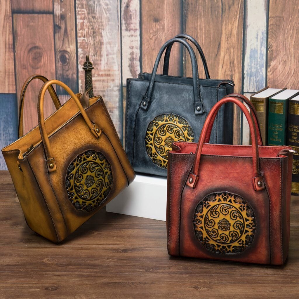 Tote Bag for Women Large Shoulder Handbag Work Full Grain Cowhide Leather Article: HT-FL009 - Image 6