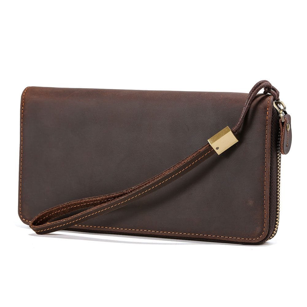 Long Zipper Girls Clutch Bag Ladies Wallet Mobile Phone Full Grain Cowhide Leather Article: WLT-FL007