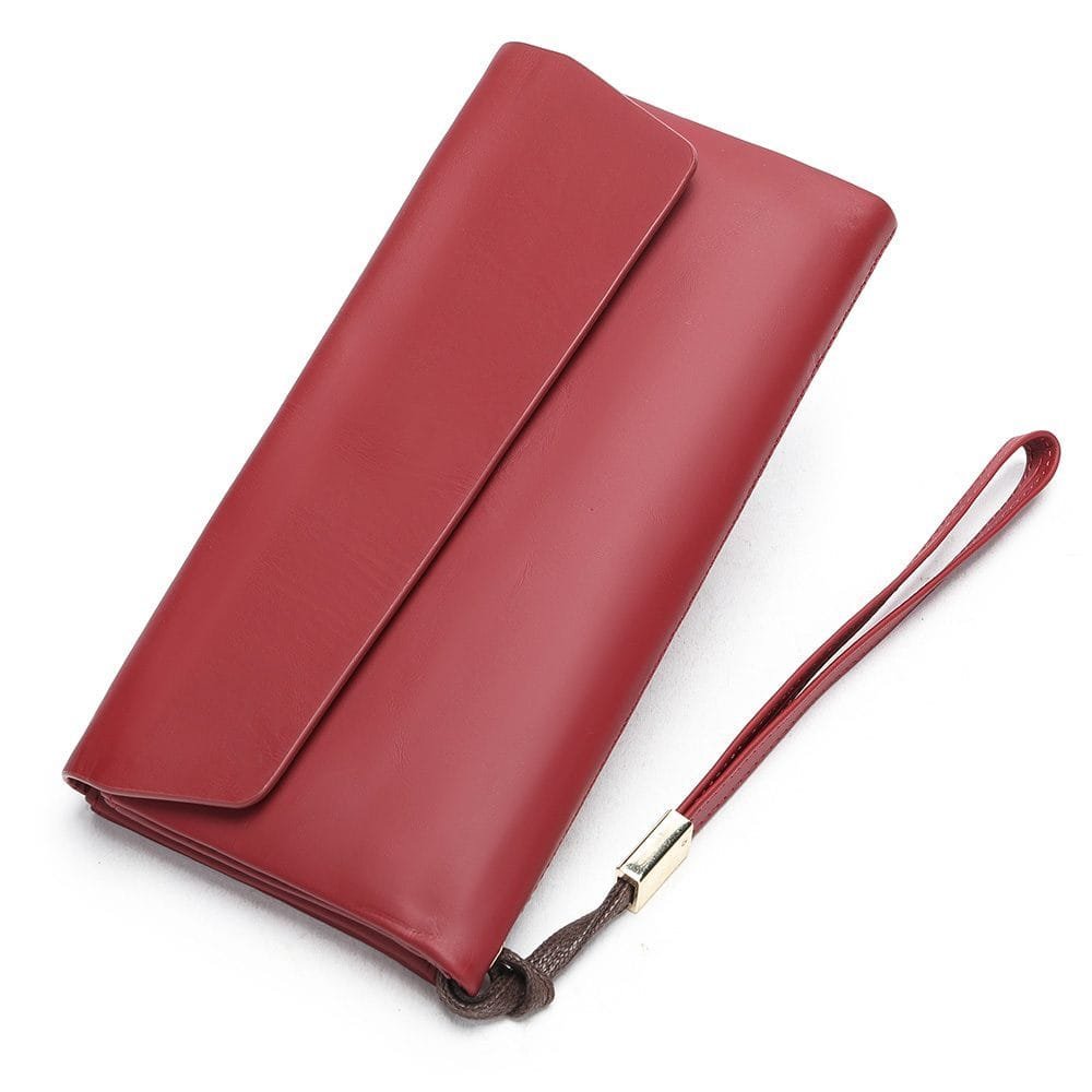 Long Zipper Girls Clutch Bag Ladies Wallet Mobile Phone Full Grain Cowhide Leather Article: WLT-FL009