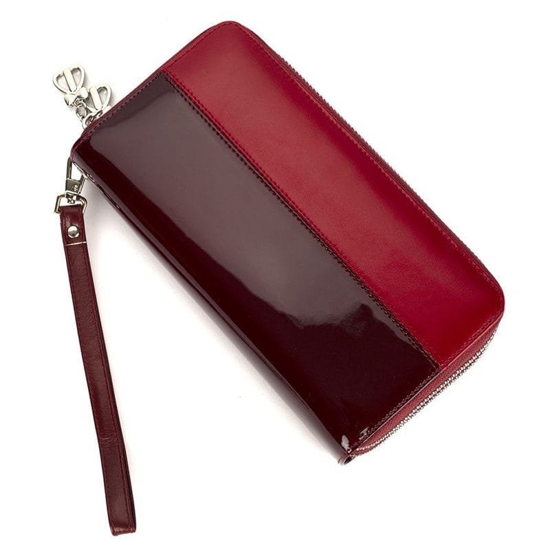 Long Zipper Girls Clutch Bag Ladies Wallet Mobile Phone Full Grain Cowhide Leather Article: WLT-FL010