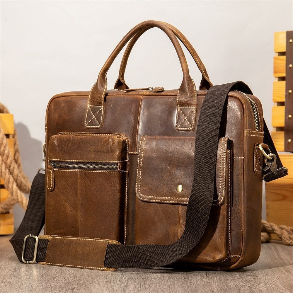High Quality Laptop Messenger Bag Full Grain Leather Cowhide Briefcases for Men Article: MGR-UL011