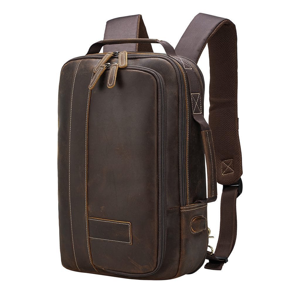 High Quality Mens Vintage Full Grain Cowhide Leather Office Laptop College Backpack Article: BPK-FL006