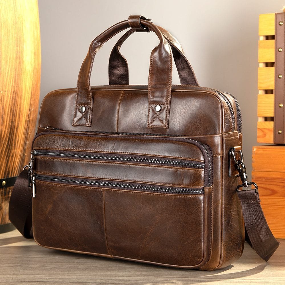 High Quality Laptop Messenger Bag Full Grain Leather Cowhide Briefcases for Men Article: MGR-UL012