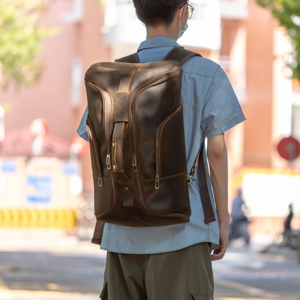 Full Grain Cowhide Leather Travel Bag Duffel Bag Weekend Outdoor for Men Article: DFL-ML001 - Image 4