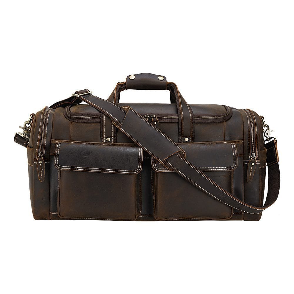 Full Grain Cowhide Leather Travel Bag Duffel Bag Weekend Outdoor for Men Article: DFL-ML008