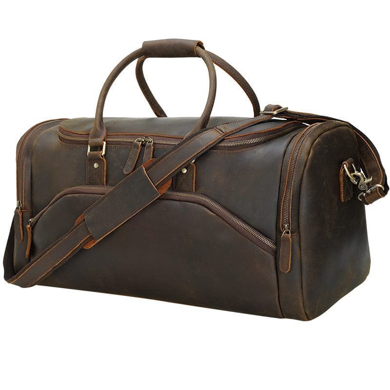 Full Grain Cowhide Leather Travel Bag Duffel Bag Weekend Outdoor for Men Article: DFL-ML009