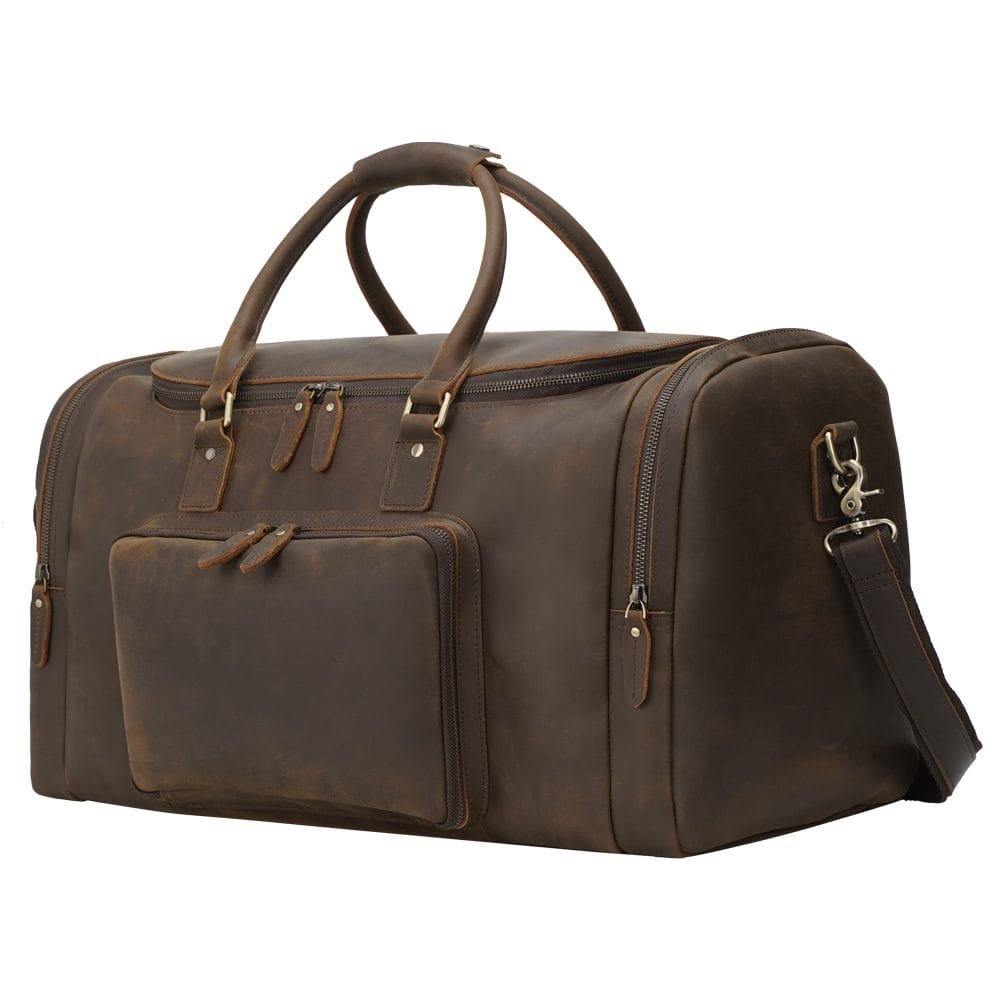 Full Grain Cowhide Leather Travel Bag Duffel Bag Weekend Outdoor for Men Article: DFL-ML010