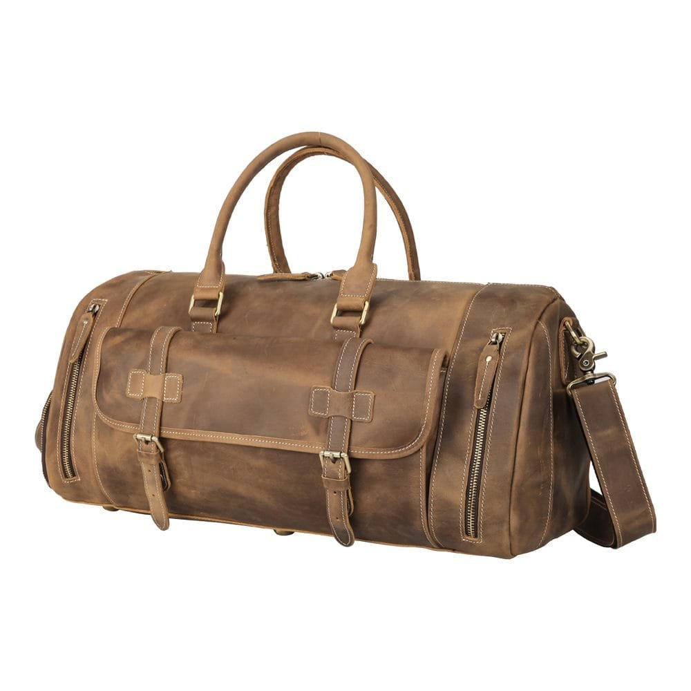 Full Grain Cowhide Leather Travel Bag Duffel Bag Weekend Outdoor for Men Article: DFL-ML011