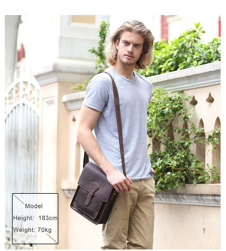 Full Grain Cowhide Leather Handmade Men Messenger Crossbody Vintage Satchel Bag Article: SCB-ML001