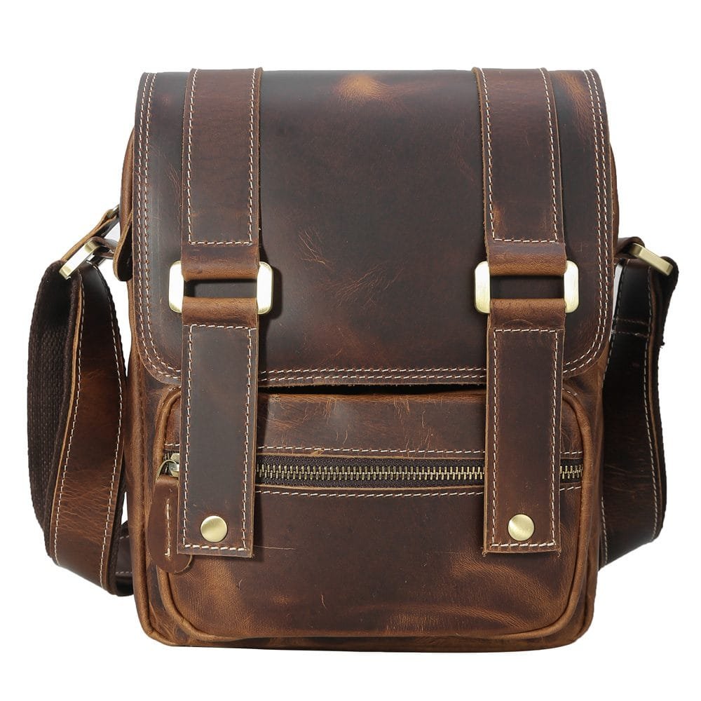 Full Grain Cowhide Leather Handmade Men Messenger Crossbody Satchel Bag Article: SCB-ML003