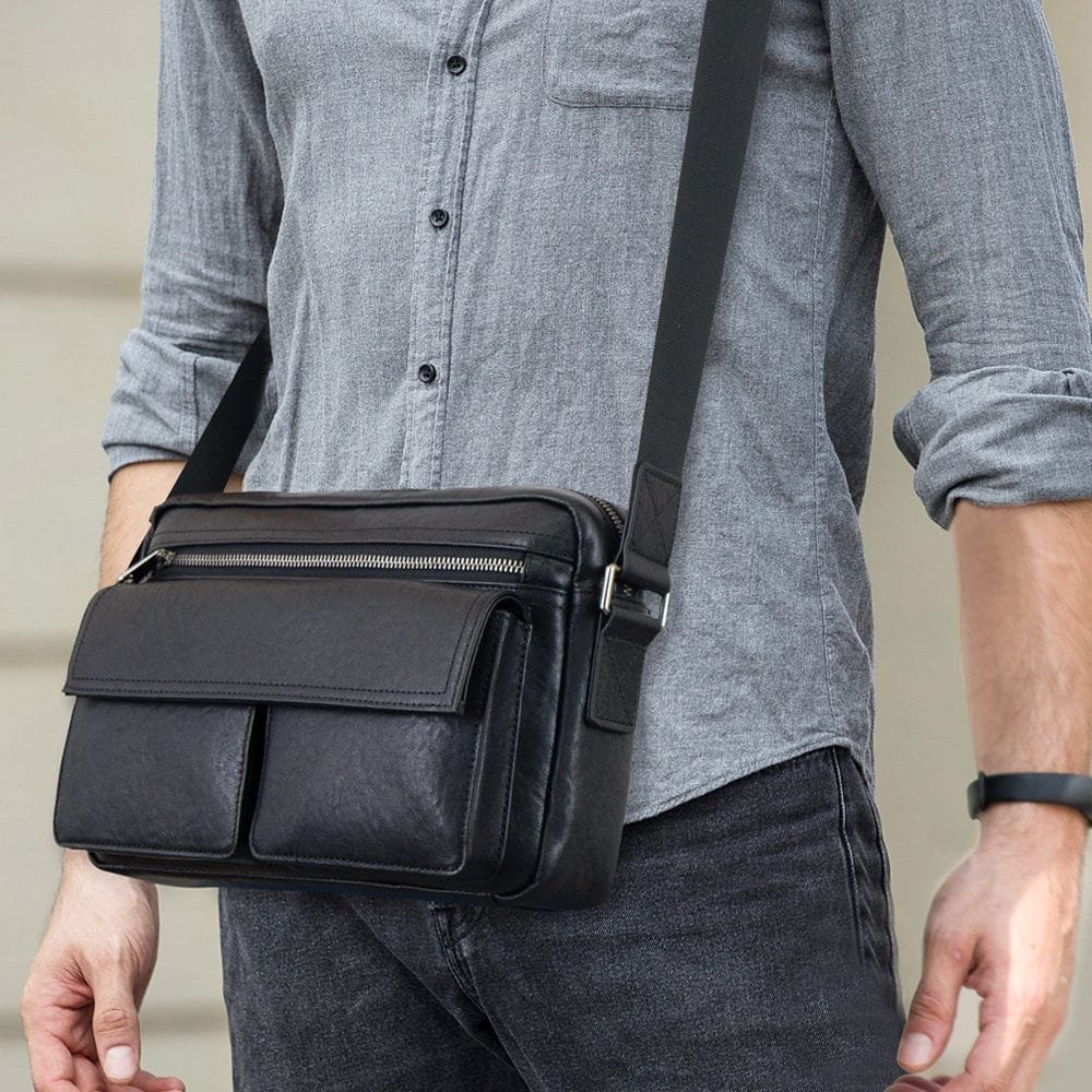 Full Grain Cowhide Leather Handmade Men Messenger Crossbody Satchel Bag Article: SCB-ML005