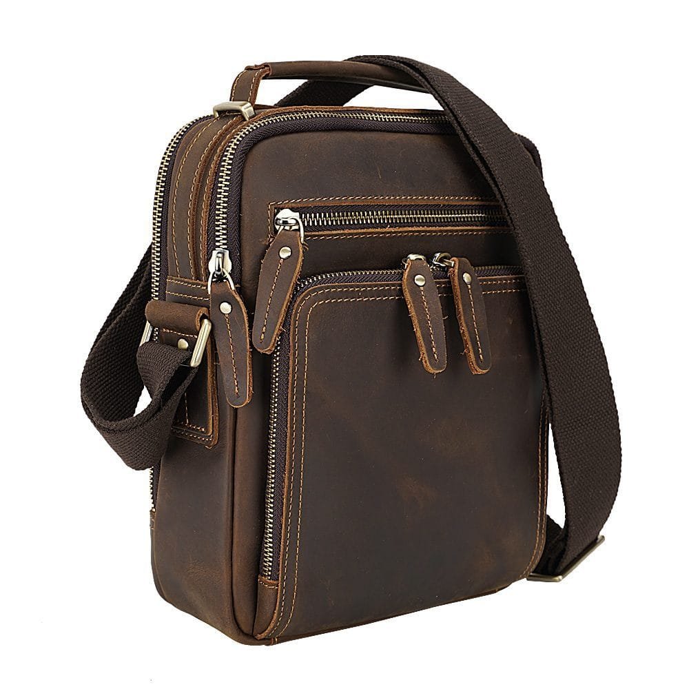 Full Grain Cowhide Leather Handmade Men Messenger Crossbody Satchel Bag Article: SCB-ML006