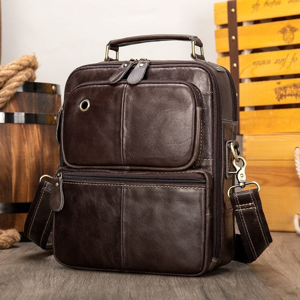 Full Grain Cowhide Leather Handmade Men Messenger Crossbody Satchel Bag Article: SCB-ML010
