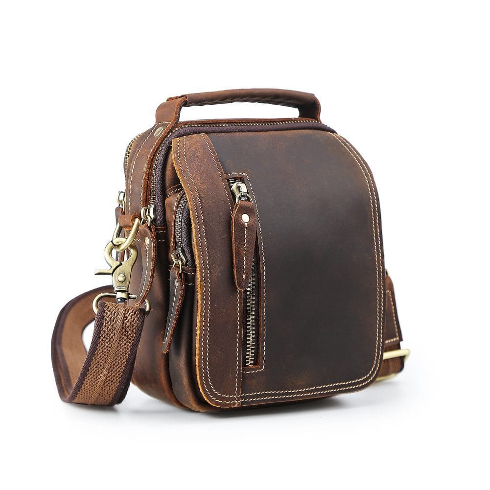 Full Grain Cowhide Leather Handmade Men Messenger Crossbody Satchel Bag Article: SCB-ML004