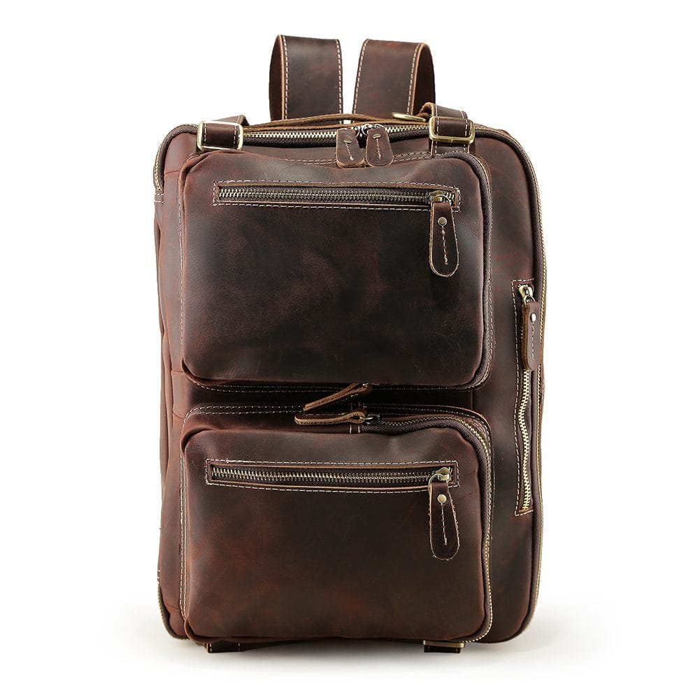 High Quality Mens Full Grain Cowhide Leather Office Laptop College Backpack Article: BPK-FL0010