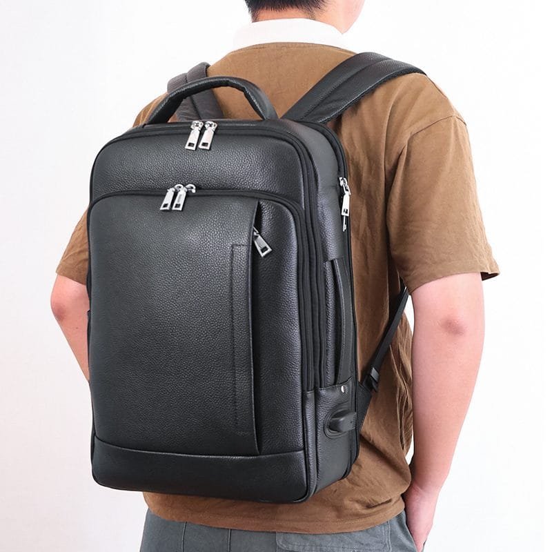 High Quality Mens Full Grain Cowhide Leather Office Laptop College Backpack Article: BPK-FL0011