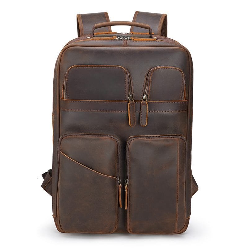 High Quality Mens Full Grain Cowhide Leather Office Laptop College Backpack Article: BPK-FL0013