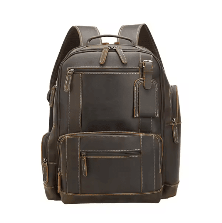 High Quality Mens Full Grain Cowhide Leather Office Laptop College Backpack Article: BPK-FL004