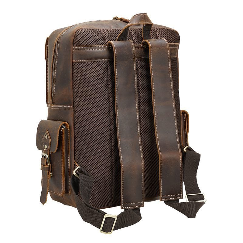 High Quality Mens Full Grain Cowhide Leather Vintage Office Laptop College Backpack Article: BPK-FL0017