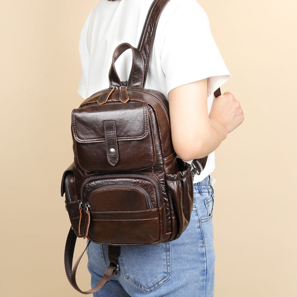 High Quality Women Vintage Full Grain Cowhide Leather Office Laptop College Backpack Article: BPKW-FL006