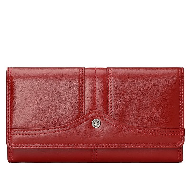 Long Zipper Girls Clutch Bag Ladies Wallet Mobile Phone Full Grain Cowhide Leather Article: WLT-FL003