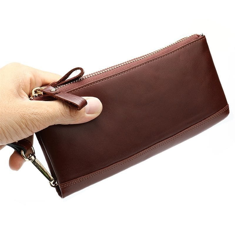 Long Zipper Girls Clutch Bag Ladies Wallet Mobile Phone Full Grain Cowhide Leather Article: WLT-FL005