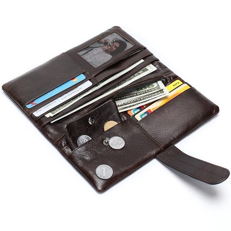 Long Zipper Girls Clutch Bag Ladies Wallet Mobile Phone Full Grain Cowhide Leather Article: WLT-FL006