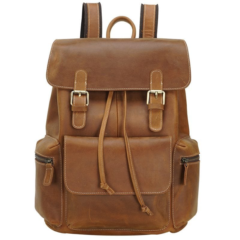High Quality Mens Full Grain Cowhide Leather Vintage Office Laptop College Backpack Article: BPK-FL0019 - Image 6