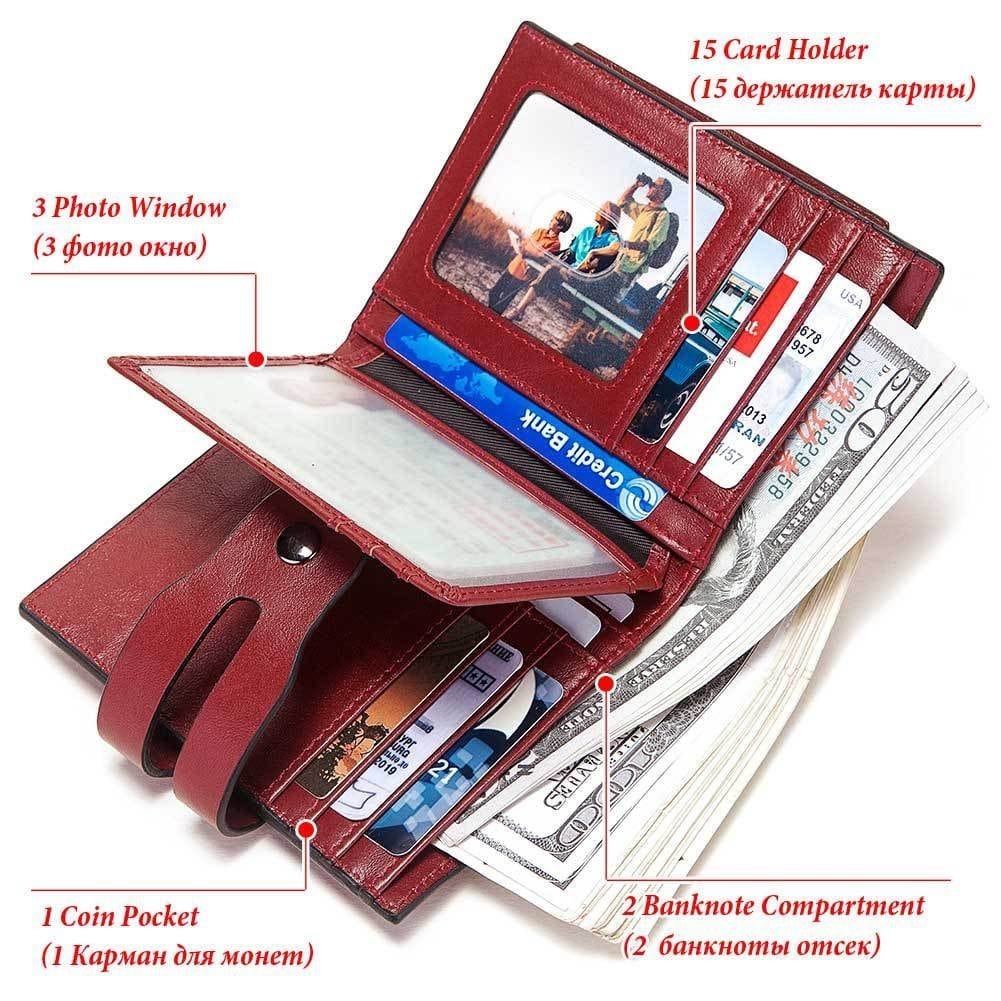 Long Zipper Girls Clutch Bag Ladies Wallet Mobile Phone Full Grain Cowhide Leather Article: WLT-FL008