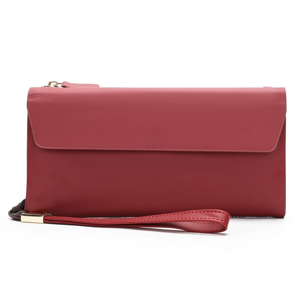 Long Zipper Girls Clutch Bag Ladies Wallet Mobile Phone Full Grain Cowhide Leather Article: WLT-FL009