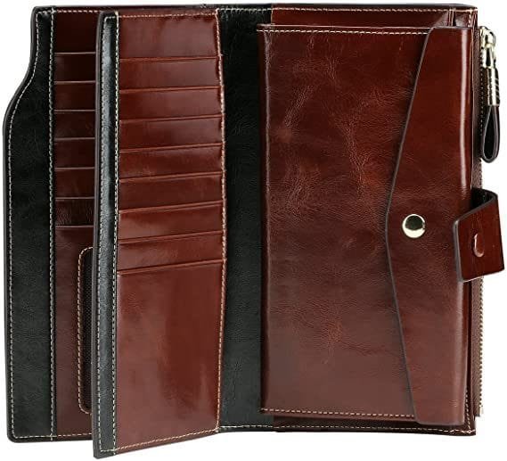 Long Zipper Girls Clutch Bag Ladies Wallet Mobile Phone Full Grain Cowhide Leather Article: WLT-FL012 - Image 3