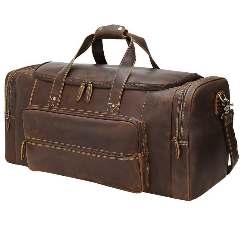 Full Grain Cowhide Leather Travel Bag Duffel Bag Weekend Outdoor for Men Article: DFL-ML006