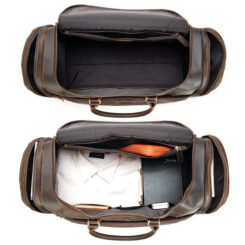 Full Grain Cowhide Leather Travel Bag Duffel Bag Weekend Outdoor for Men Article: DFL-ML009