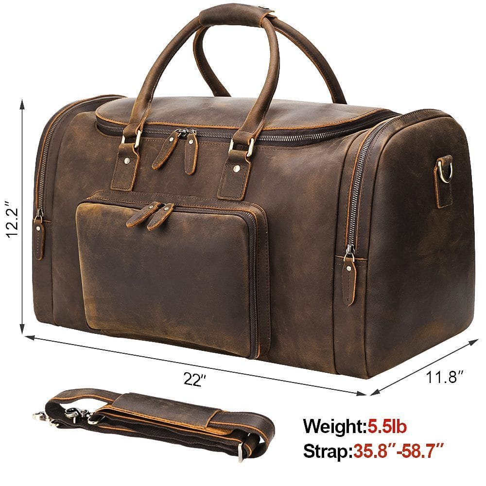 Full Grain Cowhide Leather Travel Bag Duffel Bag Weekend Outdoor for Men Article: DFL-ML010