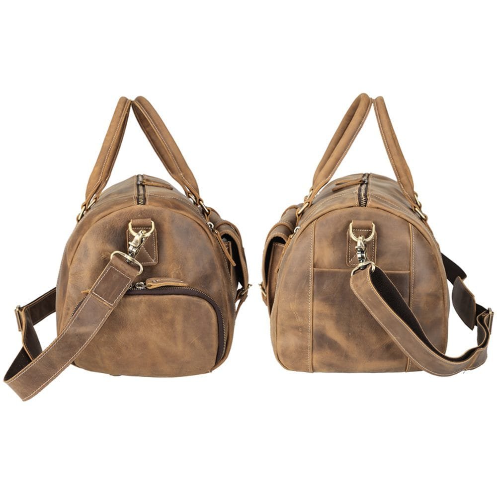 Full Grain Cowhide Leather Travel Bag Duffel Bag Weekend Outdoor for Men Article: DFL-ML011 - Image 6