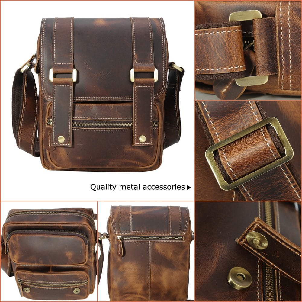 Full Grain Cowhide Leather Handmade Men Messenger Crossbody Satchel Bag Article: SCB-ML003