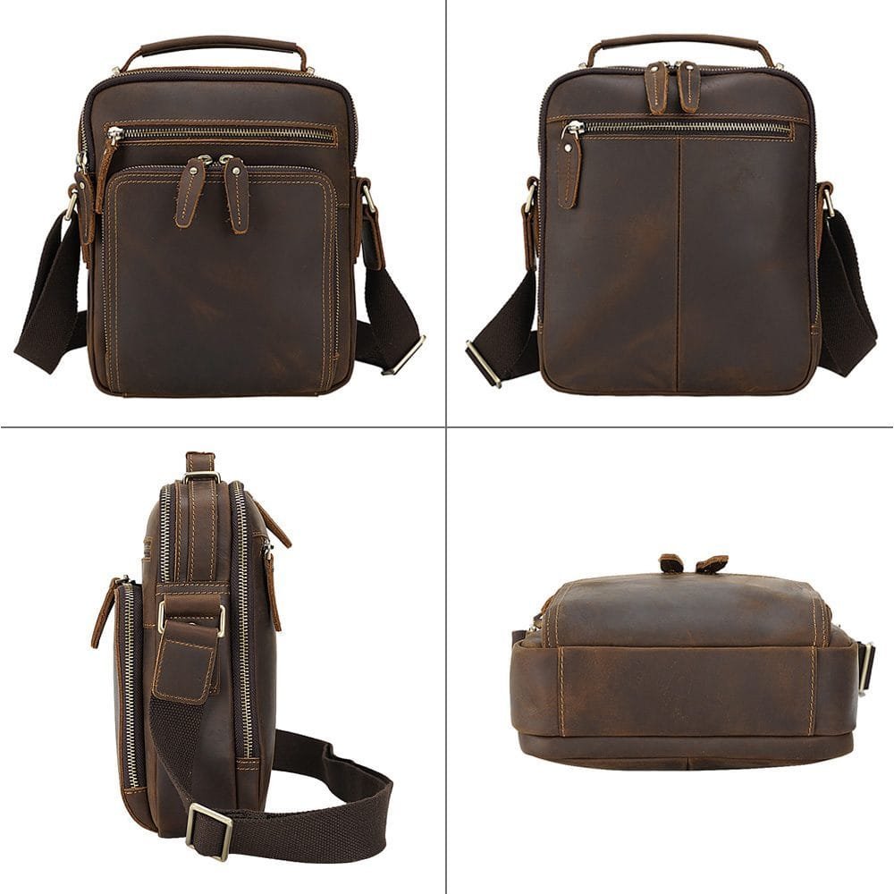 Full Grain Cowhide Leather Handmade Men Messenger Crossbody Satchel Bag Article: SCB-ML006