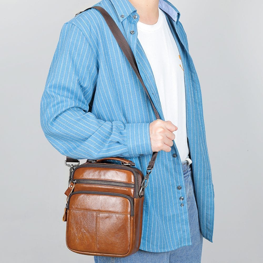 Full Grain Cowhide Leather Handmade Men Messenger Crossbody Satchel Bag Article: SCB-ML011