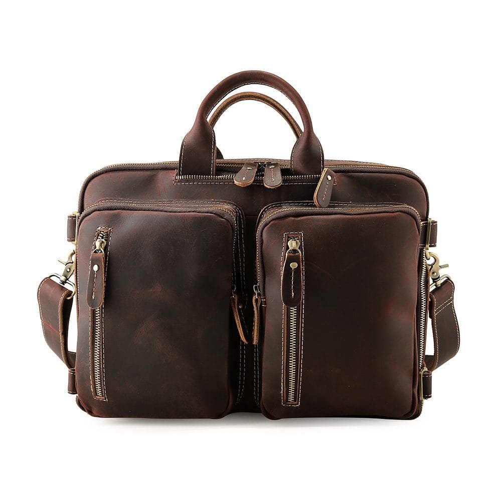 High Quality Mens Full Grain Cowhide Leather Office Laptop College Backpack Article: BPK-FL0010