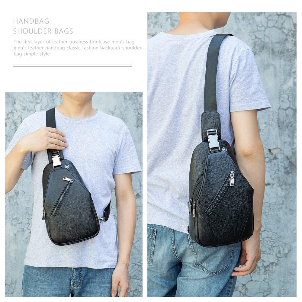 Full Grain Cowhide Leather Crossbody Sling Chest Pack One Shoulder Bag Article: SCB-ML026