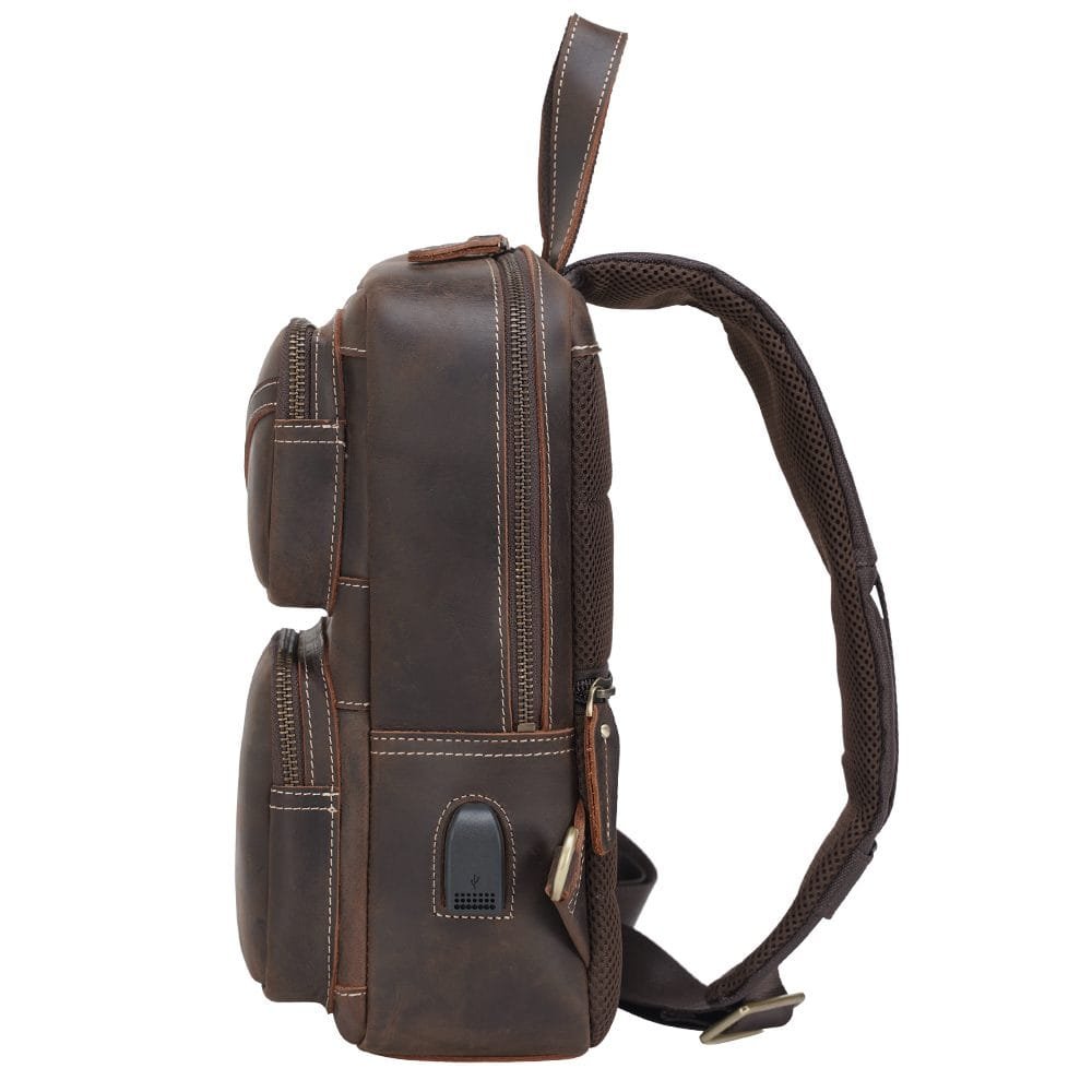 Full Grain Cowhide Leather Crossbody Sling Chest Pack One Shoulder Bag Article: SCB-ML032