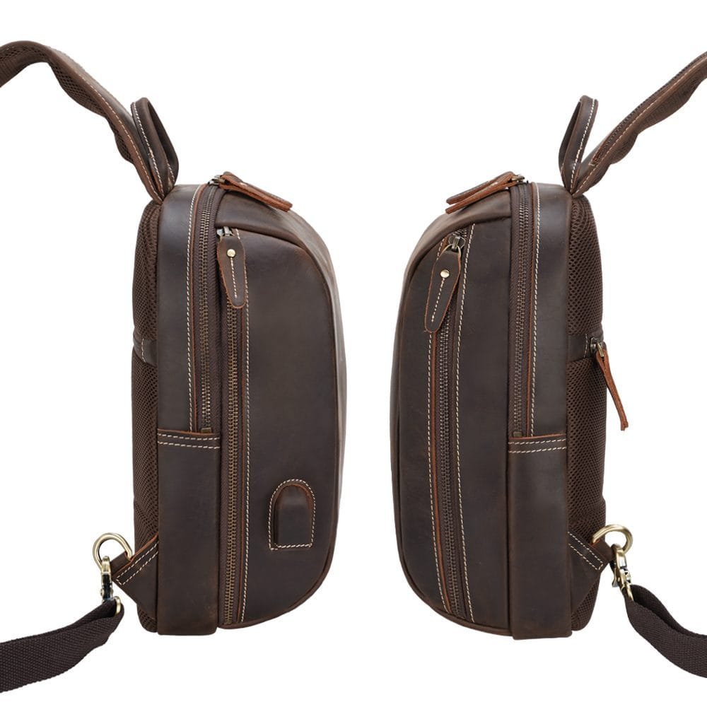 Full Grain Cowhide Leather Crossbody Sling Chest Pack One Shoulder Bag Article: SCB-ML034
