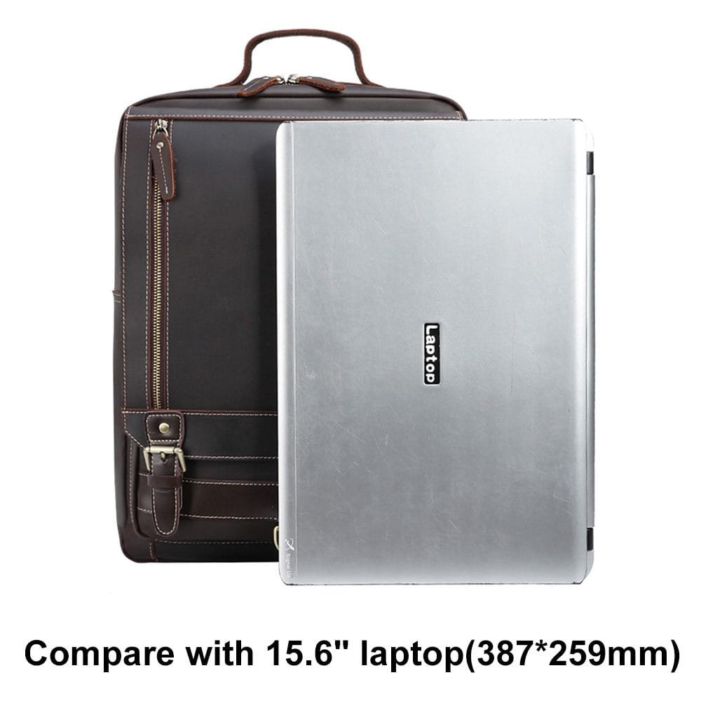 High Quality Mens Vintage Full Grain Cowhide Leather Office Laptop College Backpack Article: BPK-FL001 - Image 4