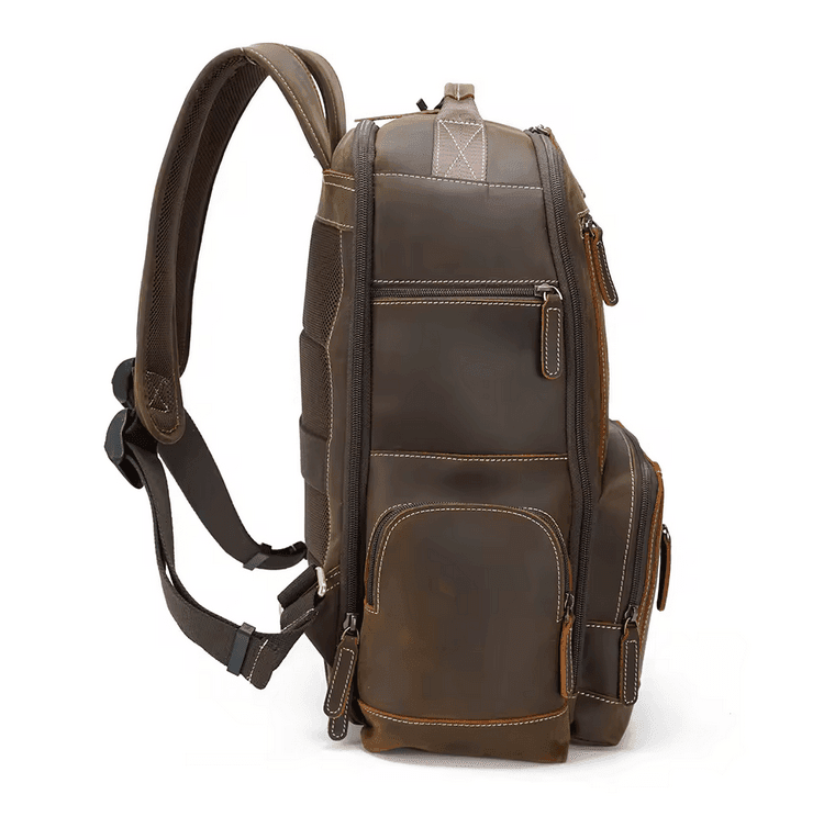 High Quality Mens Full Grain Cowhide Leather Office Laptop College Backpack Article: BPK-FL004