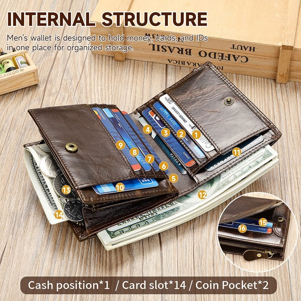 Full Grain Cowhide Leather Man Real Leather Wallet Article: WLT-ML023 - Image 6