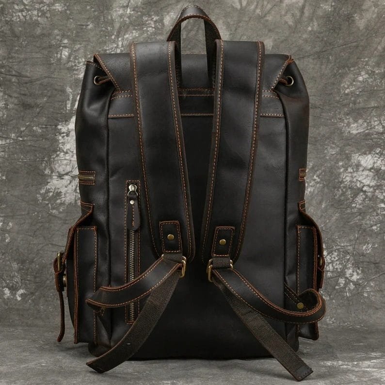 High Quality Mens Full Grain Cowhide Leather Office Laptop College Backpack Article: BPK-FL0015 - Image 4