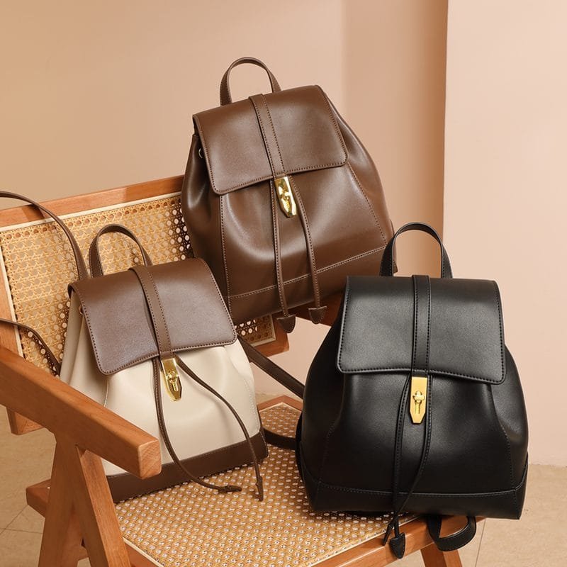 High Quality Women Vintage Full Grain Cowhide Leather Office Laptop College Backpack Article: BPKW-FL002 - Image 3